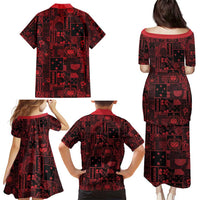 Dark Samoa Manuia Le Kerisimasi Family Matching Puletasi and Hawaiian Shirt Pacific Patchwork Xmas Vibes LT9 - Polynesian Pride
