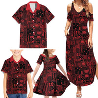 Dark Samoa Manuia Le Kerisimasi Family Matching Summer Maxi Dress and Hawaiian Shirt Pacific Patchwork Xmas Vibes - Polynesian Pride