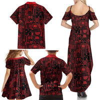 Dark Samoa Manuia Le Kerisimasi Family Matching Summer Maxi Dress and Hawaiian Shirt Pacific Patchwork Xmas Vibes - Polynesian Pride