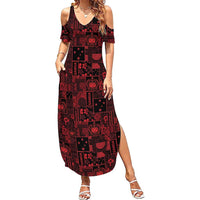 Dark Samoa Manuia Le Kerisimasi Family Matching Summer Maxi Dress and Hawaiian Shirt Pacific Patchwork Xmas Vibes - Polynesian Pride