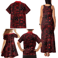 Dark Samoa Manuia Le Kerisimasi Family Matching Tank Maxi Dress and Hawaiian Shirt Pacific Patchwork Xmas Vibes LT9 - Polynesian Pride