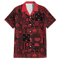Dark Samoa Manuia Le Kerisimasi Family Matching Tank Maxi Dress and Hawaiian Shirt Pacific Patchwork Xmas Vibes LT9 Dad's Shirt - Short Sleeve Red - Polynesian Pride