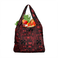 Dark Samoa Manuia Le Kerisimasi Grocery Bag Pacific Patchwork Xmas Vibes - Polynesian Pride