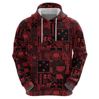 Dark Samoa Manuia Le Kerisimasi Hoodie Pacific Patchwork Xmas Vibes - Polynesian Pride