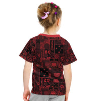 Dark Samoa Manuia Le Kerisimasi Kid T Shirt Pacific Patchwork Xmas Vibes - Polynesian Pride