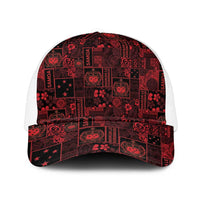 Dark Samoa Manuia Le Kerisimasi Mesh Trucker Cap Pacific Patchwork Xmas Vibes - Polynesian Pride
