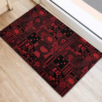 Dark Samoa Manuia Le Kerisimasi Rubber Doormat Pacific Patchwork Xmas Vibes - Polynesian Pride