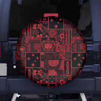 Dark Samoa Manuia Le Kerisimasi Spare Tire Cover Pacific Patchwork Xmas Vibes - Polynesian Pride