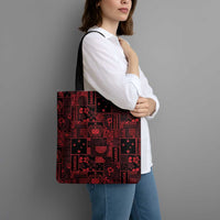 Dark Samoa Manuia Le Kerisimasi Tote Bag Pacific Patchwork Xmas Vibes - Polynesian Pride