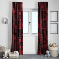 Dark Samoa Manuia Le Kerisimasi Window Curtain Pacific Patchwork Xmas Vibes - Polynesian Pride