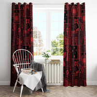 Dark Samoa Manuia Le Kerisimasi Window Curtain Pacific Patchwork Xmas Vibes - Polynesian Pride