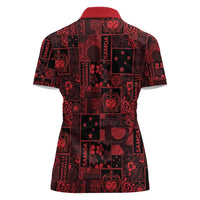 Dark Samoa Manuia Le Kerisimasi Women Polo Shirt Pacific Patchwork Xmas Vibes LT9 - Polynesian Pride