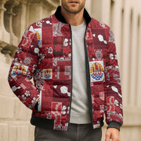 Tahiti Oaoa I Teie Noera Bomber Puffer Jacket Pacific Patchwork Xmas Vibes - Polynesian Pride