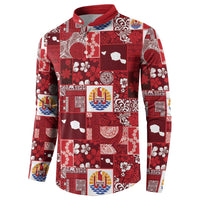 Tahiti Oaoa I Teie Noera Button Sweatshirt Pacific Patchwork Xmas Vibes - Polynesian Pride