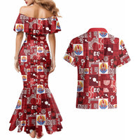 Tahiti Oaoa I Teie Noera Couples Matching Mermaid Dress and Hawaiian Shirt Pacific Patchwork Xmas Vibes LT9 - Polynesian Pride