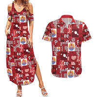 Tahiti Oaoa I Teie Noera Couples Matching Summer Maxi Dress and Hawaiian Shirt Pacific Patchwork Xmas Vibes LT9 Red - Polynesian Pride