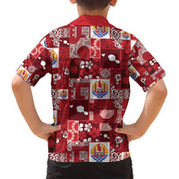 Tahiti Oaoa I Teie Noera Family Matching Off Shoulder Short Dress and Hawaiian Shirt Pacific Patchwork Xmas Vibes - Polynesian Pride