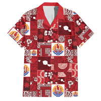 Tahiti Oaoa I Teie Noera Family Matching Off Shoulder Short Dress and Hawaiian Shirt Pacific Patchwork Xmas Vibes - Polynesian Pride