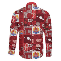 Tahiti Oaoa I Teie Noera Family Matching Off Shoulder Short Dress and Hawaiian Shirt Pacific Patchwork Xmas Vibes - Polynesian Pride