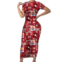 Tahiti Oaoa I Teie Noera Family Matching Short Sleeve Bodycon Dress and Hawaiian Shirt Pacific Patchwork Xmas Vibes - Polynesian Pride