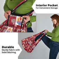 Tahiti Oaoa I Teie Noera Grocery Bag Pacific Patchwork Xmas Vibes - Polynesian Pride