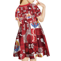 Tahiti Oaoa I Teie Noera Kid Short Sleeve Dress Pacific Patchwork Xmas Vibes LT9 - Polynesian Pride