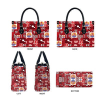 Tahiti Oaoa I Teie Noera Leather Bag Pacific Patchwork Xmas Vibes - Polynesian Pride
