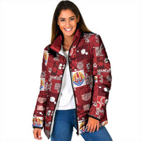Tahiti Oaoa I Teie Noera Padded Jacket Pacific Patchwork Xmas Vibes - Polynesian Pride