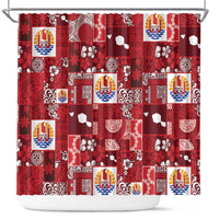 Tahiti Oaoa I Teie Noera Shower Curtain Pacific Patchwork Xmas Vibes - Polynesian Pride
