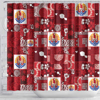 Tahiti Oaoa I Teie Noera Shower Curtain Pacific Patchwork Xmas Vibes - Polynesian Pride