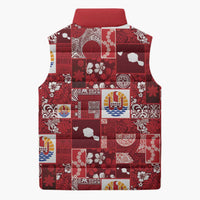 Tahiti Oaoa I Teie Noera Sleeveless Puffer Jacket Pacific Patchwork Xmas Vibes - Polynesian Pride
