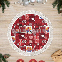 Tahiti Oaoa I Teie Noera Tree Skirt Pacific Patchwork Xmas Vibes - Polynesian Pride