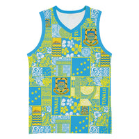 Tuvalu Manuia te Kilisimasi Basketball Jersey Pacific Patchwork Xmas Vibes - Polynesian Pride