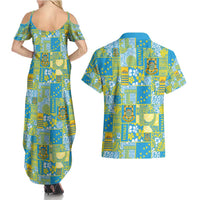 Tuvalu Manuia te Kilisimasi Couples Matching Summer Maxi Dress and Hawaiian Shirt Pacific Patchwork Xmas Vibes - Polynesian Pride