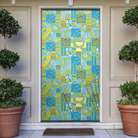 Tuvalu Manuia te Kilisimasi Door Cover Pacific Patchwork Xmas Vibes - Polynesian Pride