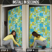 Tuvalu Manuia te Kilisimasi Door Cover Pacific Patchwork Xmas Vibes - Polynesian Pride