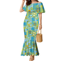 Tuvalu Manuia te Kilisimasi Family Matching Mermaid Dress and Hawaiian Shirt Pacific Patchwork Xmas Vibes - Polynesian Pride
