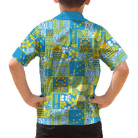 Tuvalu Manuia te Kilisimasi Family Matching Off The Shoulder Long Sleeve Dress and Hawaiian Shirt Pacific Patchwork Xmas Vibes - Polynesian Pride