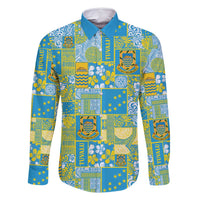 Tuvalu Manuia te Kilisimasi Family Matching Off Shoulder Short Dress and Hawaiian Shirt Pacific Patchwork Xmas Vibes - Polynesian Pride