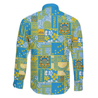 Tuvalu Manuia te Kilisimasi Family Matching Off Shoulder Short Dress and Hawaiian Shirt Pacific Patchwork Xmas Vibes - Polynesian Pride