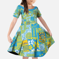 Tuvalu Manuia te Kilisimasi Family Matching Short Sleeve Bodycon Dress and Hawaiian Shirt Pacific Patchwork Xmas Vibes - Polynesian Pride