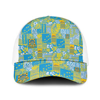 Tuvalu Manuia te Kilisimasi Mesh Trucker Cap Pacific Patchwork Xmas Vibes - Polynesian Pride