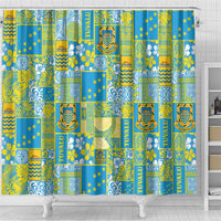 Tuvalu Manuia te Kilisimasi Shower Curtain Pacific Patchwork Xmas Vibes - Polynesian Pride
