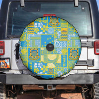 Tuvalu Manuia te Kilisimasi Spare Tire Cover Pacific Patchwork Xmas Vibes - Polynesian Pride