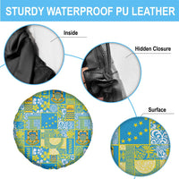 Tuvalu Manuia te Kilisimasi Spare Tire Cover Pacific Patchwork Xmas Vibes - Polynesian Pride