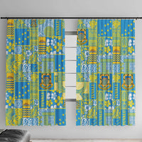 Tuvalu Manuia te Kilisimasi Window Curtain Pacific Patchwork Xmas Vibes - Polynesian Pride
