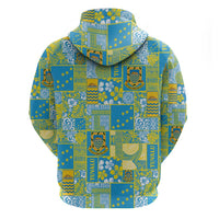 Tuvalu Manuia te Kilisimasi Zip Hoodie Pacific Patchwork Xmas Vibes - Polynesian Pride