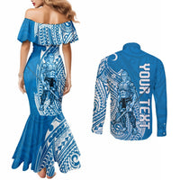 Yap Day 1 March Couples Matching Mermaid Dress and Long Sleeve Button Shirt Micronesia Yapese Warrior LT9 - Polynesian Pride