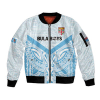 Fiji Football Custom Sleeve Zip Bomber Jacket Bula Boys Go Champions