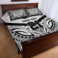 New Zealand Football Custom Quilt Bed Set All White Fern Go Champions
